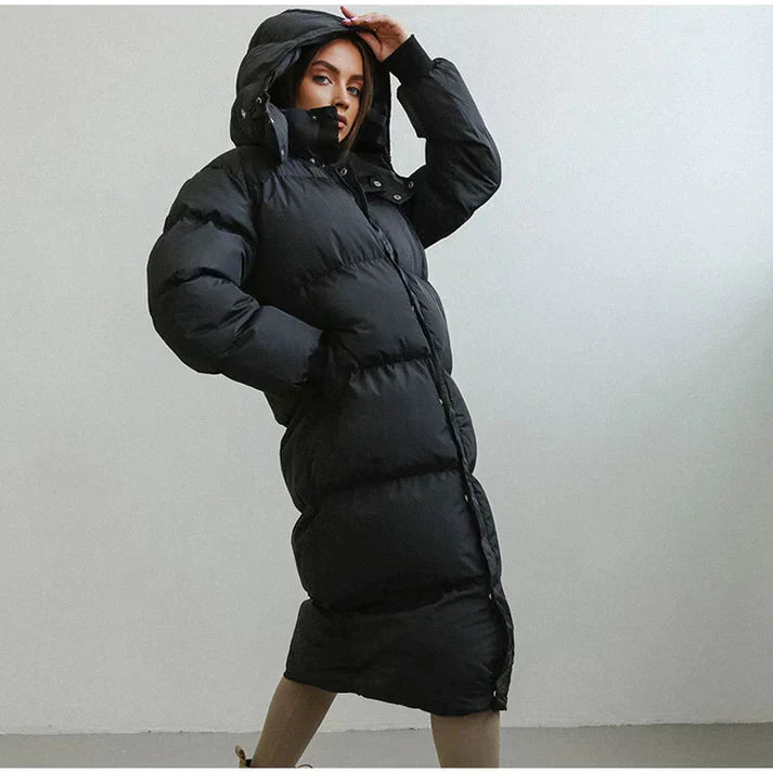 Damen Pufferjacke Lange Silhouette für Winter Schutz 0