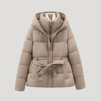 Damen Pufferjacke mit Kapuze und Gürtel für Winteraktivitäten 3