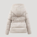 Damen Pufferjacke mit Kapuze und Gürtel für Winteraktivitäten 4