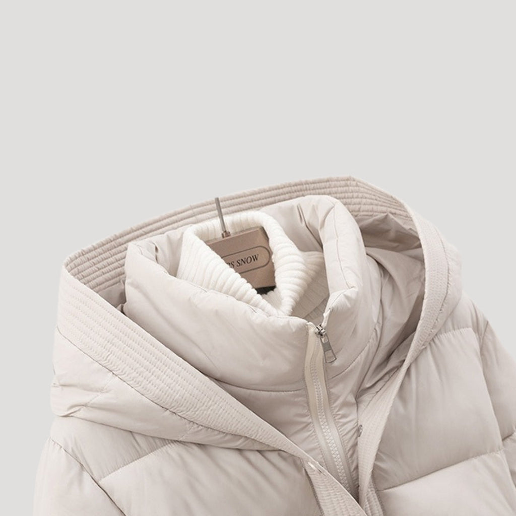Damen Pufferjacke mit Kapuze und Gürtel für Winteraktivitäten 5