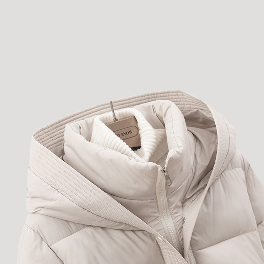 Damen Pufferjacke mit Kapuze und Gürtel für Winteraktivitäten 5