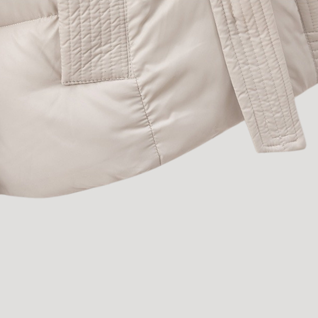 Damen Pufferjacke mit Kapuze und Gürtel für Winteraktivitäten 6