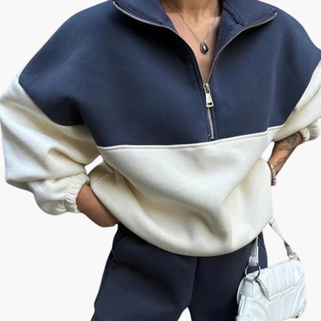Damen Pullover mit Halbzipper und Raglanärmeln 0