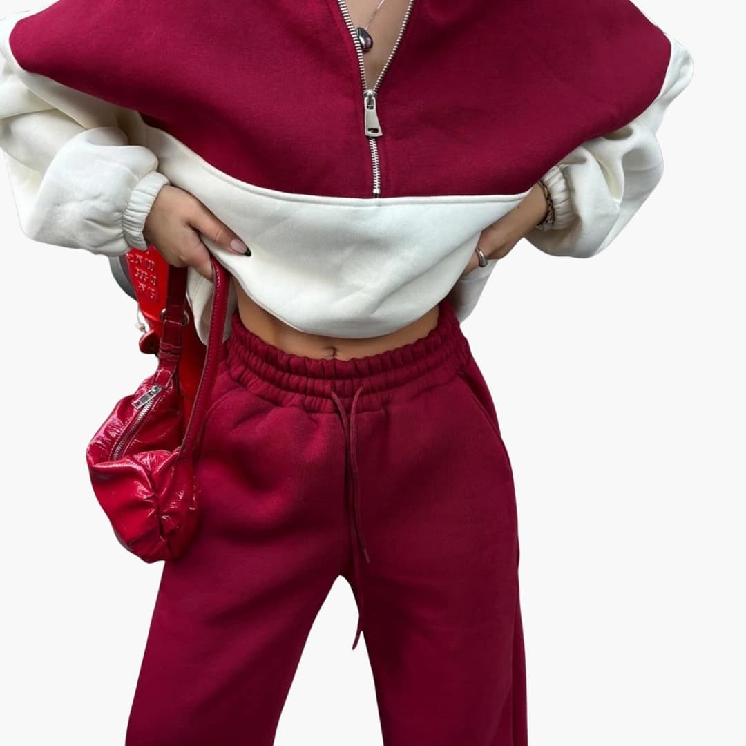 Damen Pullover mit Halbzipper und Raglanärmeln 1