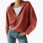 Damen Pullover mit Stehkragen und halbem Reißverschluss 2