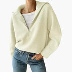 Damen Pullover mit Stehkragen und halbem Reißverschluss 3