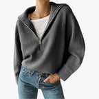 Damen Pullover mit Stehkragen und halbem Reißverschluss 4