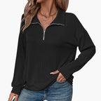 Damen Pullover mit Streifenmuster und Reißverschluss 0