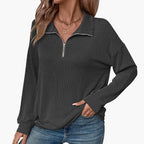 Damen Pullover mit Streifenmuster und Reißverschluss 1