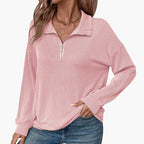 Damen Pullover mit Streifenmuster und Reißverschluss 2