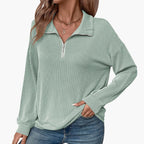 Damen Pullover mit Streifenmuster und Reißverschluss 3