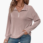 Damen Pullover mit Streifenmuster und Reißverschluss 4
