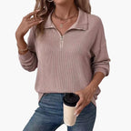 Damen Pullover mit Streifenmuster und Reißverschluss 5