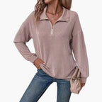 Damen Pullover mit Streifenmuster und Reißverschluss 6