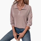 Damen Pullover mit Streifenmuster und Reißverschluss 7