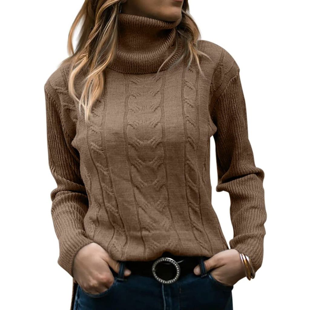 Damen Rollkragenpullover mit Kabelstrick für Herbst und Winter 6