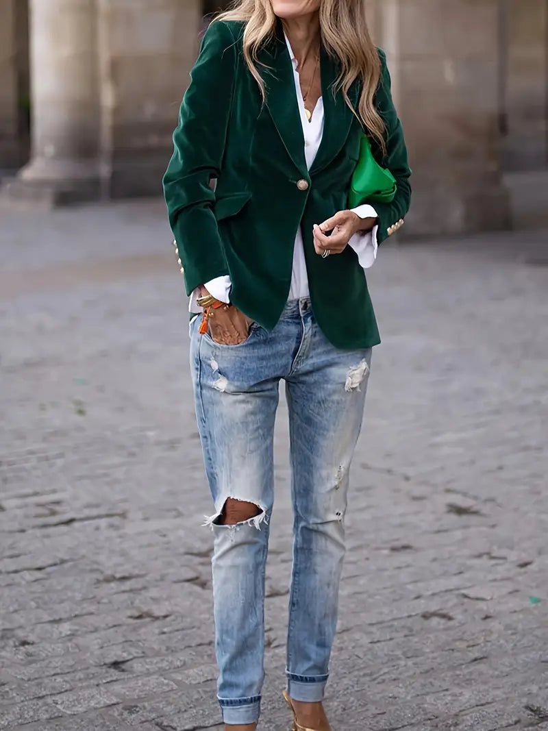 Damen Samt Blazer im taillierten Schnitt 6