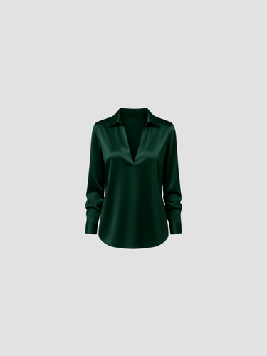 Damen Satinbluse mit V-Ausschnitt 1