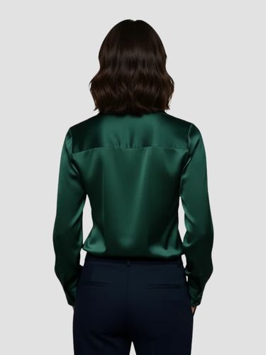 Damen Satinbluse mit V-Ausschnitt 2