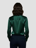 Damen Satinbluse mit V-Ausschnitt 2