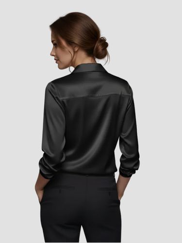 Damen Satinbluse mit V-Ausschnitt 4