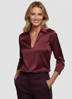 Damen Satinbluse mit V-Ausschnitt 5