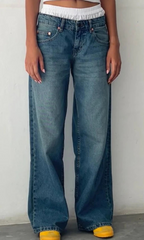 Damen Stretchdenim Jeans mit niedriger Taille und entspannter Passform 11