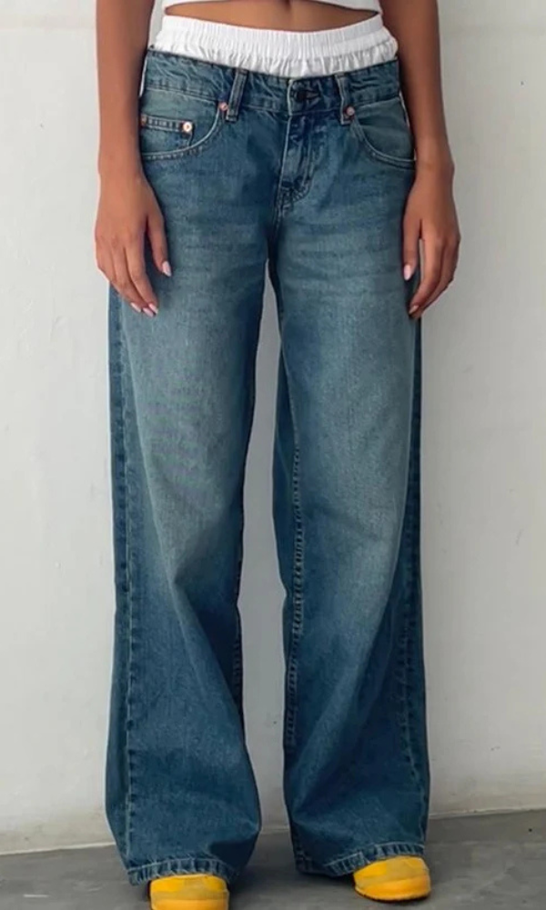 Damen Stretchdenim Jeans mit niedriger Taille und entspannter Passform 11