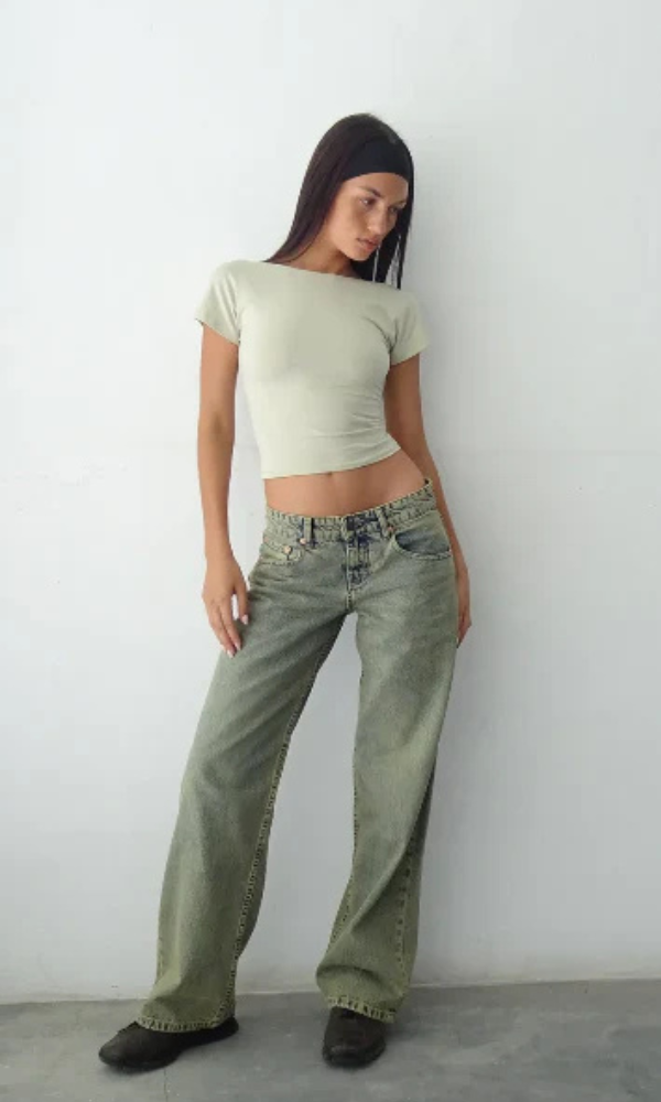 Damen Stretchdenim Jeans mit niedriger Taille und entspannter Passform 15