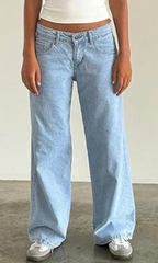 Damen Stretchdenim Jeans mit niedriger Taille und entspannter Passform 16
