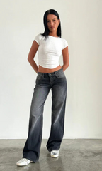 Damen Stretchdenim Jeans mit niedriger Taille und entspannter Passform 8