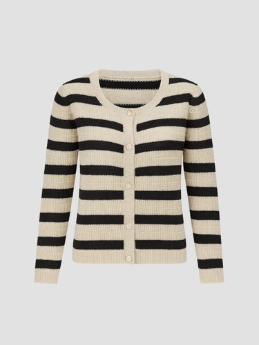 Damen Strickjacke Cardigan mit Streifen für Ganzjahresstil 1
