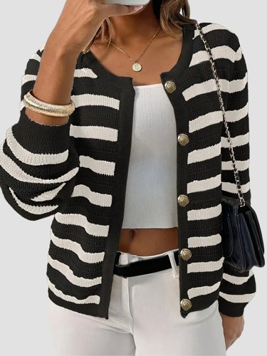 Damen Strickjacke Cardigan mit Streifen für Ganzjahresstil 4