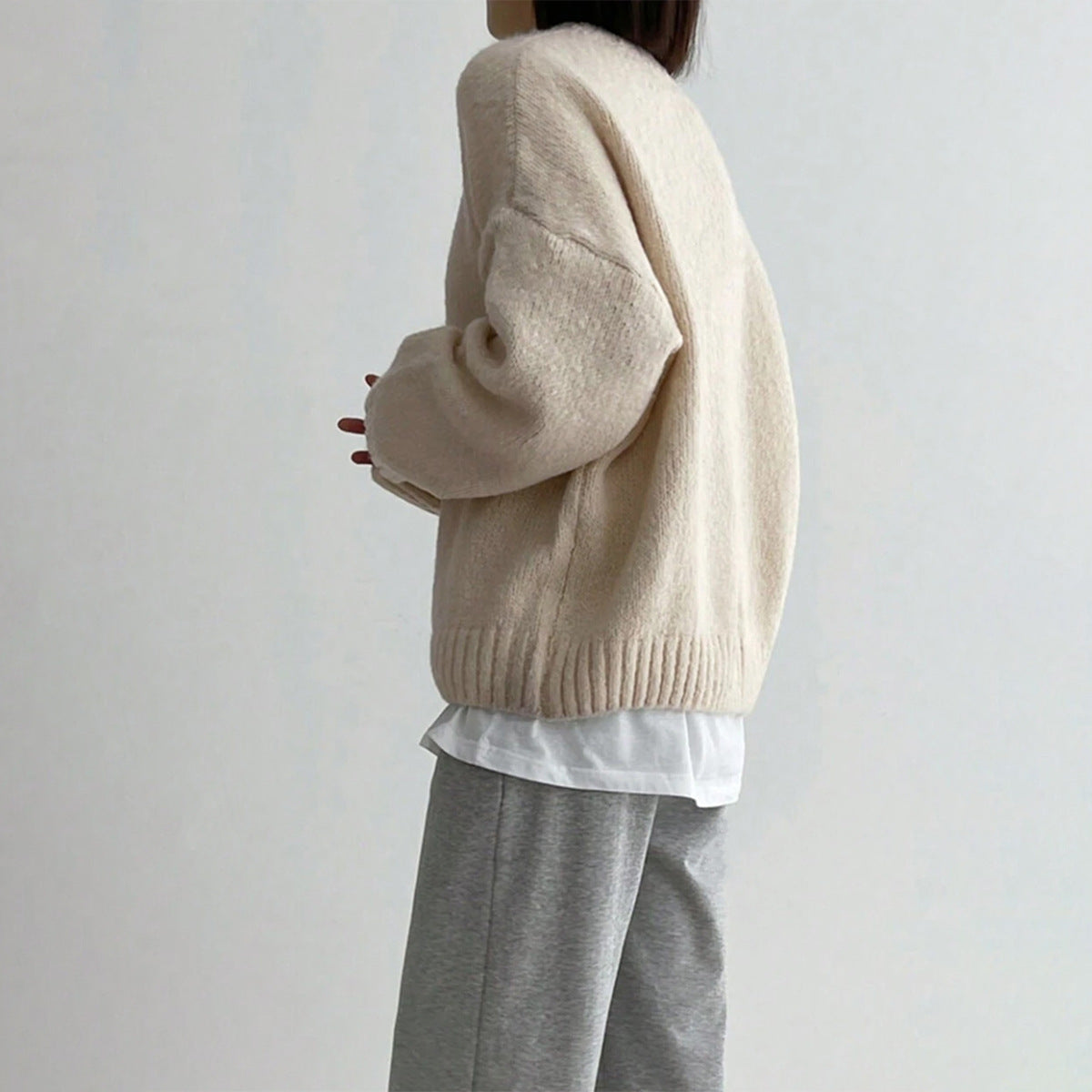 Damen Strickpullover Oversize mit Crew Neck für Herbst und Winter 3