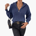 Damen Strickpullover mit Halbzipper und strukturiertem Design 2