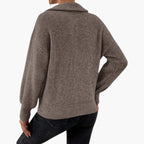 Damen Strickpullover mit Halbzipper und strukturiertem Design 7