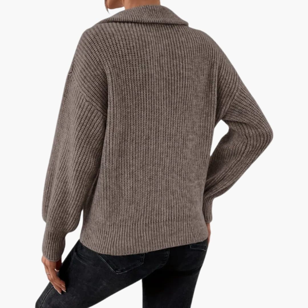 Damen Strickpullover mit Halbzipper und strukturiertem Design 7