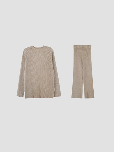 Damen Strickset - Lässiger Pullover und Gerade Hose 1