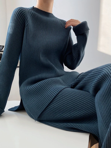 Damen Strickset - Lässiger Pullover und Gerade Hose 4