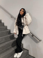 Damen Teddy Jacke mit Doppel-Reißverschluss für Herbst/Winter 1