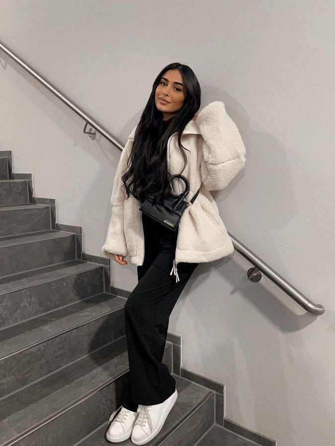 Damen Teddy Jacke mit Doppel-Reißverschluss für Herbst/Winter 1