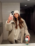 Damen Teddy Jacke mit Doppel-Reißverschluss für Herbst/Winter 3