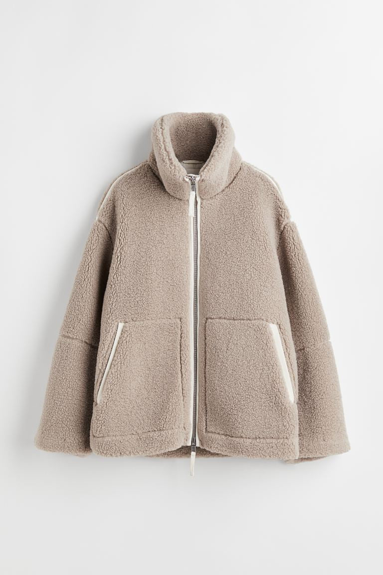 Damen Teddy Jacke mit Doppel-Reißverschluss für Herbst/Winter 4