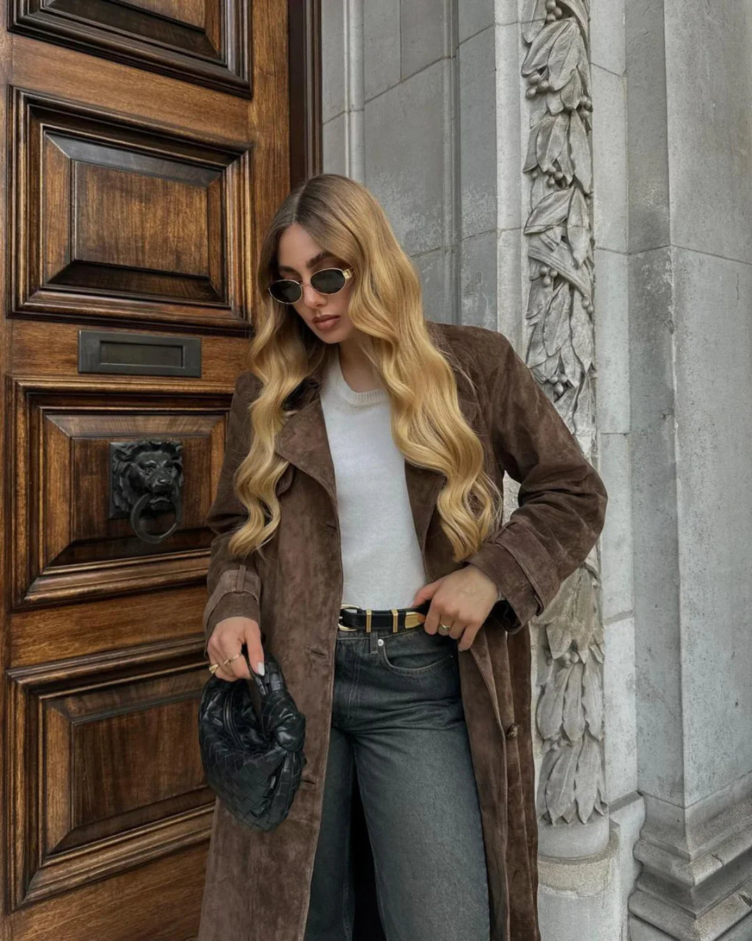 Damen Trenchcoat aus Wildleder im Klassischen Stil 3