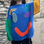 Damen Überdimensionierter Pullover mit Smiley-Design 1