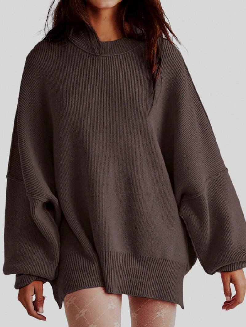 Damenpullover mit Crew Neck und Seitenschlitzen für Freizeit 4
