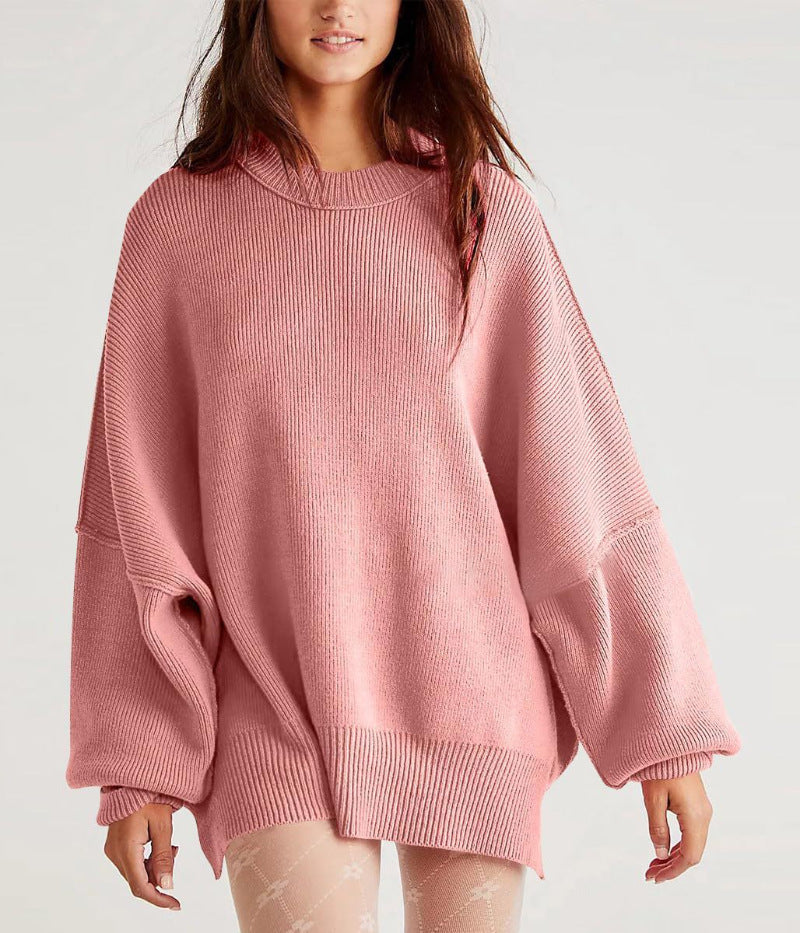 Damenpullover mit Crew Neck und Seitenschlitzen für Freizeit 5