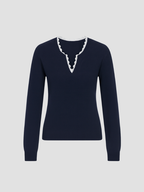 Damenpullover mit Wellenmuster und V-Ausschnitt 0
