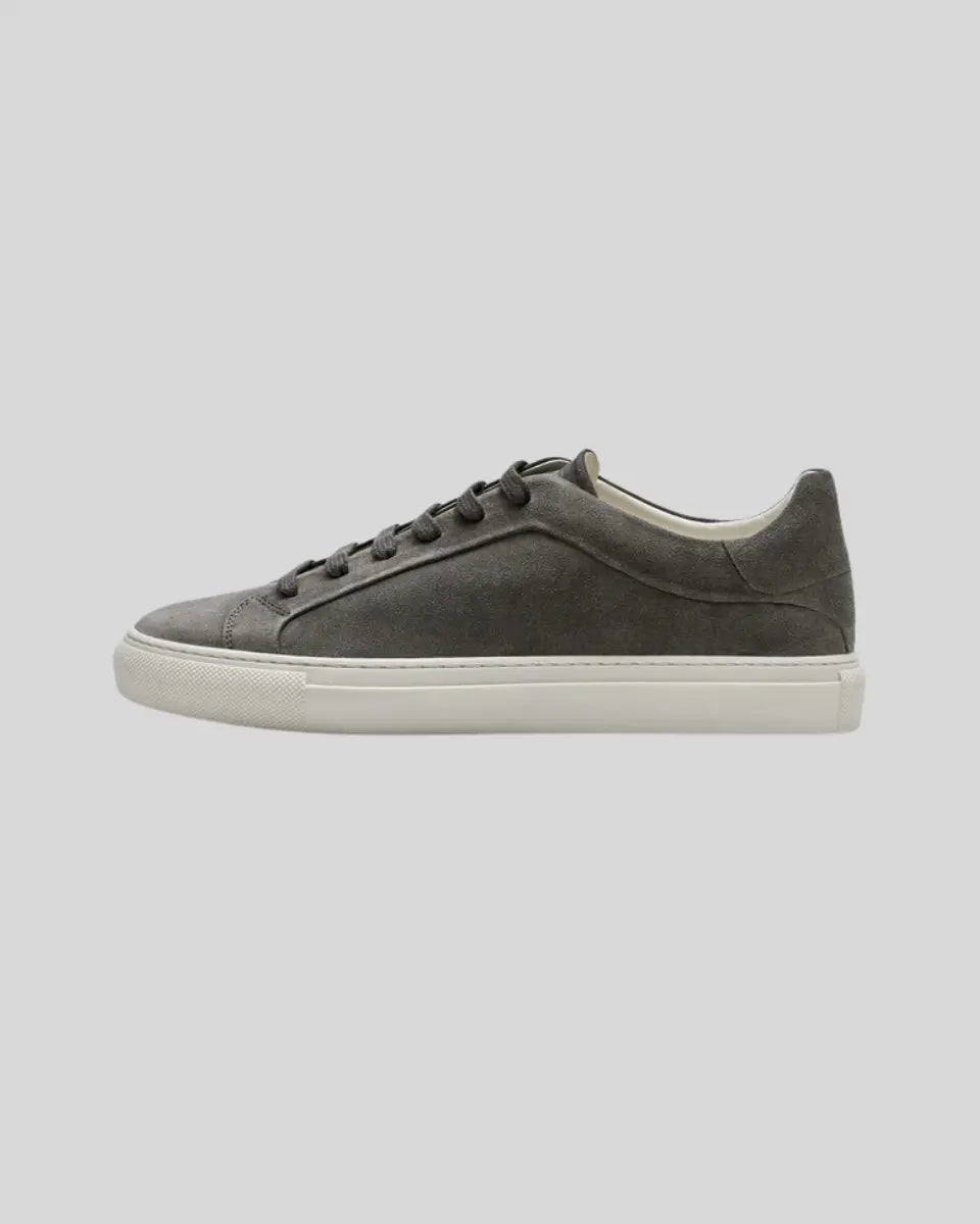 Dark Gray Leather Oxford Sneakers for Men