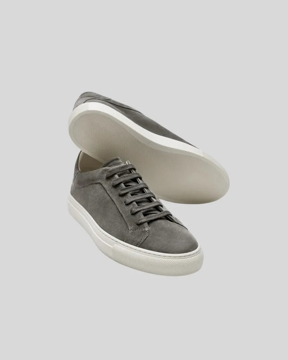 Dark Gray Leather Oxford Sneakers for Men